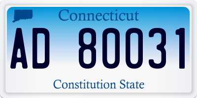 CT license plate AD80031