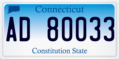 CT license plate AD80033