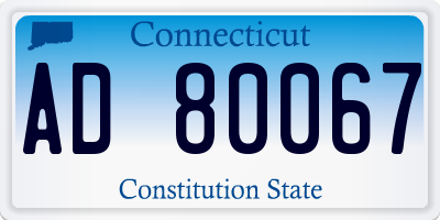 CT license plate AD80067