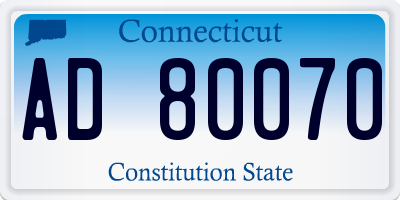 CT license plate AD80070