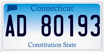 CT license plate AD80193