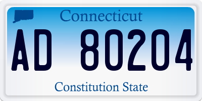 CT license plate AD80204