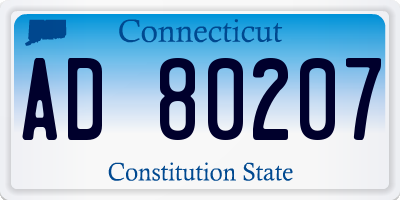 CT license plate AD80207
