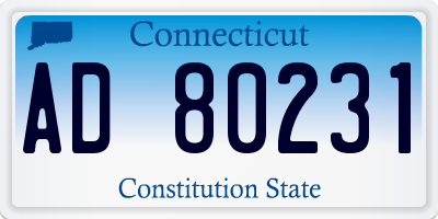 CT license plate AD80231