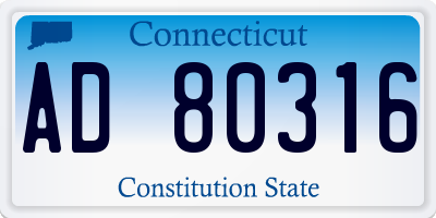 CT license plate AD80316