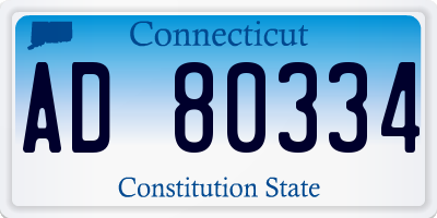 CT license plate AD80334