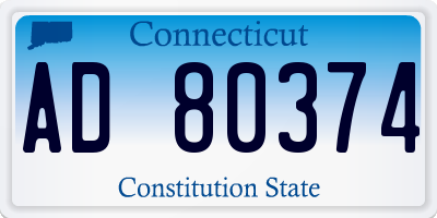 CT license plate AD80374
