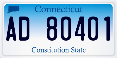 CT license plate AD80401
