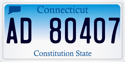 CT license plate AD80407