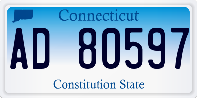 CT license plate AD80597