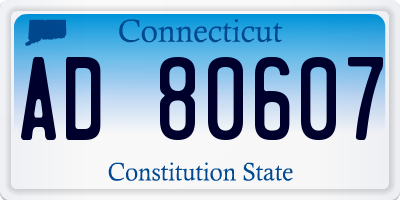 CT license plate AD80607