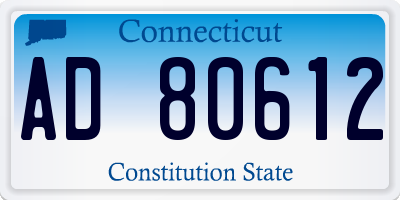 CT license plate AD80612
