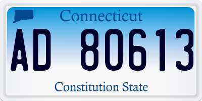CT license plate AD80613