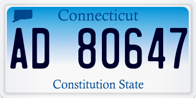CT license plate AD80647