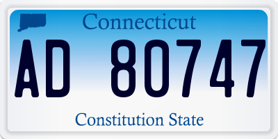 CT license plate AD80747