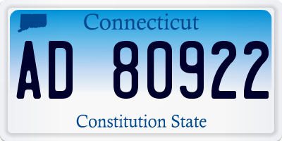 CT license plate AD80922