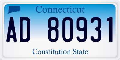 CT license plate AD80931