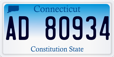 CT license plate AD80934
