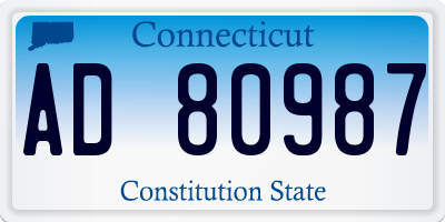 CT license plate AD80987