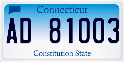 CT license plate AD81003