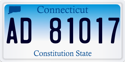 CT license plate AD81017
