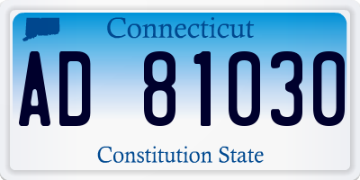 CT license plate AD81030