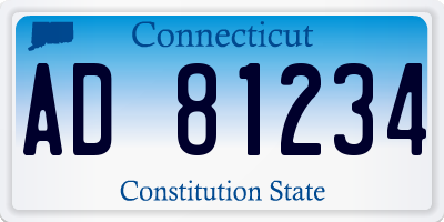 CT license plate AD81234