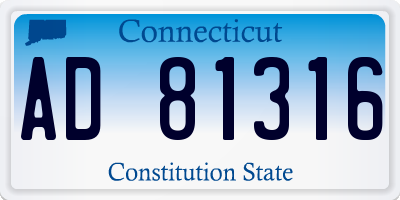 CT license plate AD81316