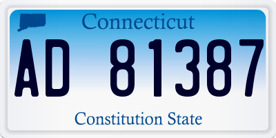CT license plate AD81387