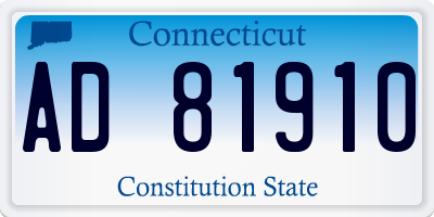 CT license plate AD81910