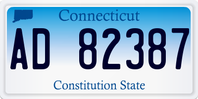CT license plate AD82387