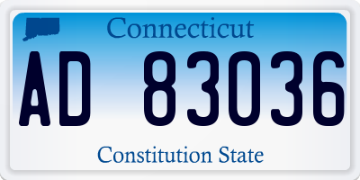 CT license plate AD83036