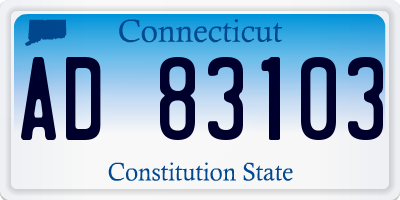 CT license plate AD83103