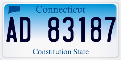 CT license plate AD83187