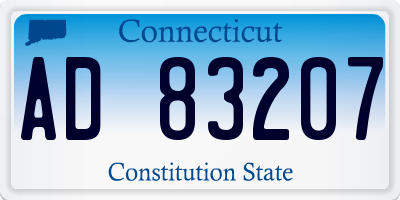 CT license plate AD83207