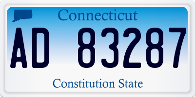 CT license plate AD83287