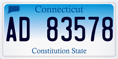 CT license plate AD83578