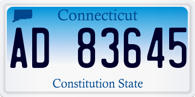 CT license plate AD83645