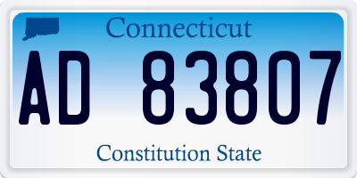 CT license plate AD83807