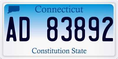 CT license plate AD83892