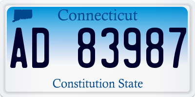 CT license plate AD83987