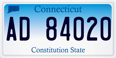 CT license plate AD84020