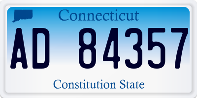 CT license plate AD84357