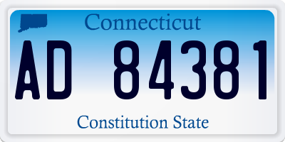 CT license plate AD84381