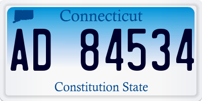CT license plate AD84534