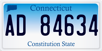CT license plate AD84634