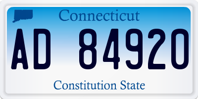 CT license plate AD84920