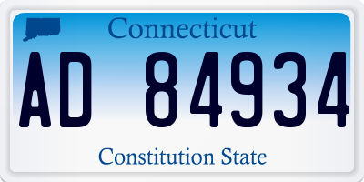 CT license plate AD84934