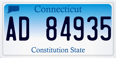 CT license plate AD84935