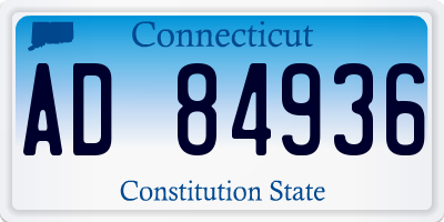 CT license plate AD84936